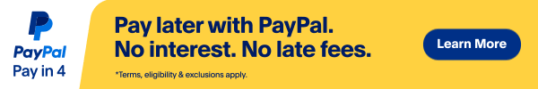 Buy now, pay later with PayPal
Buy what you love now. Pay later.
Choice and flexibility are on your side. Split your purchases into 4 instalments over 6 weeks.