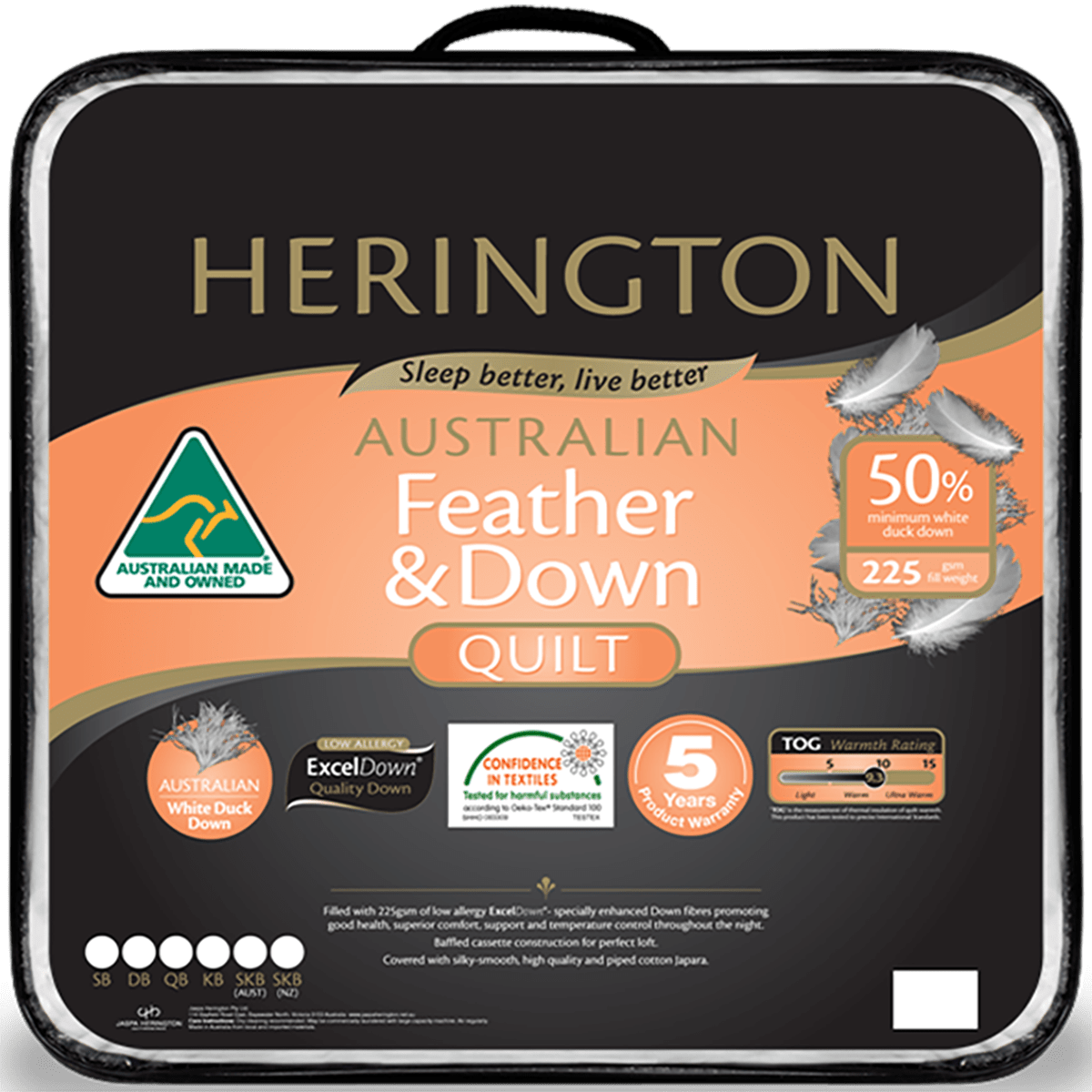 Herington White Duck Down Feather 50 Quilt